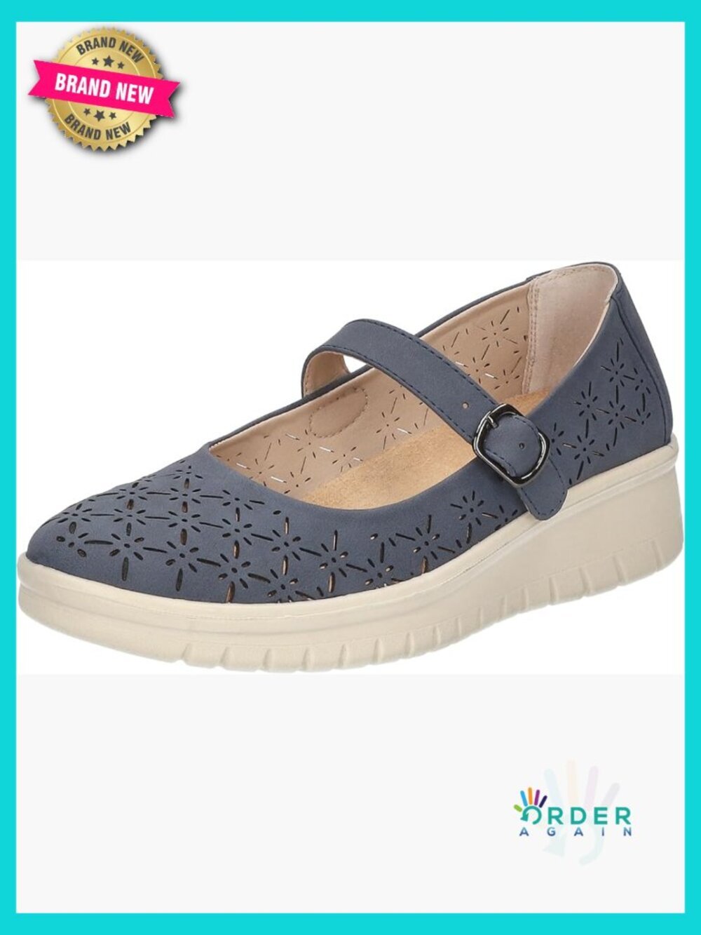 Classic Mary Jane Wedge Comfort Adjustable Strap Lightweight Shoes